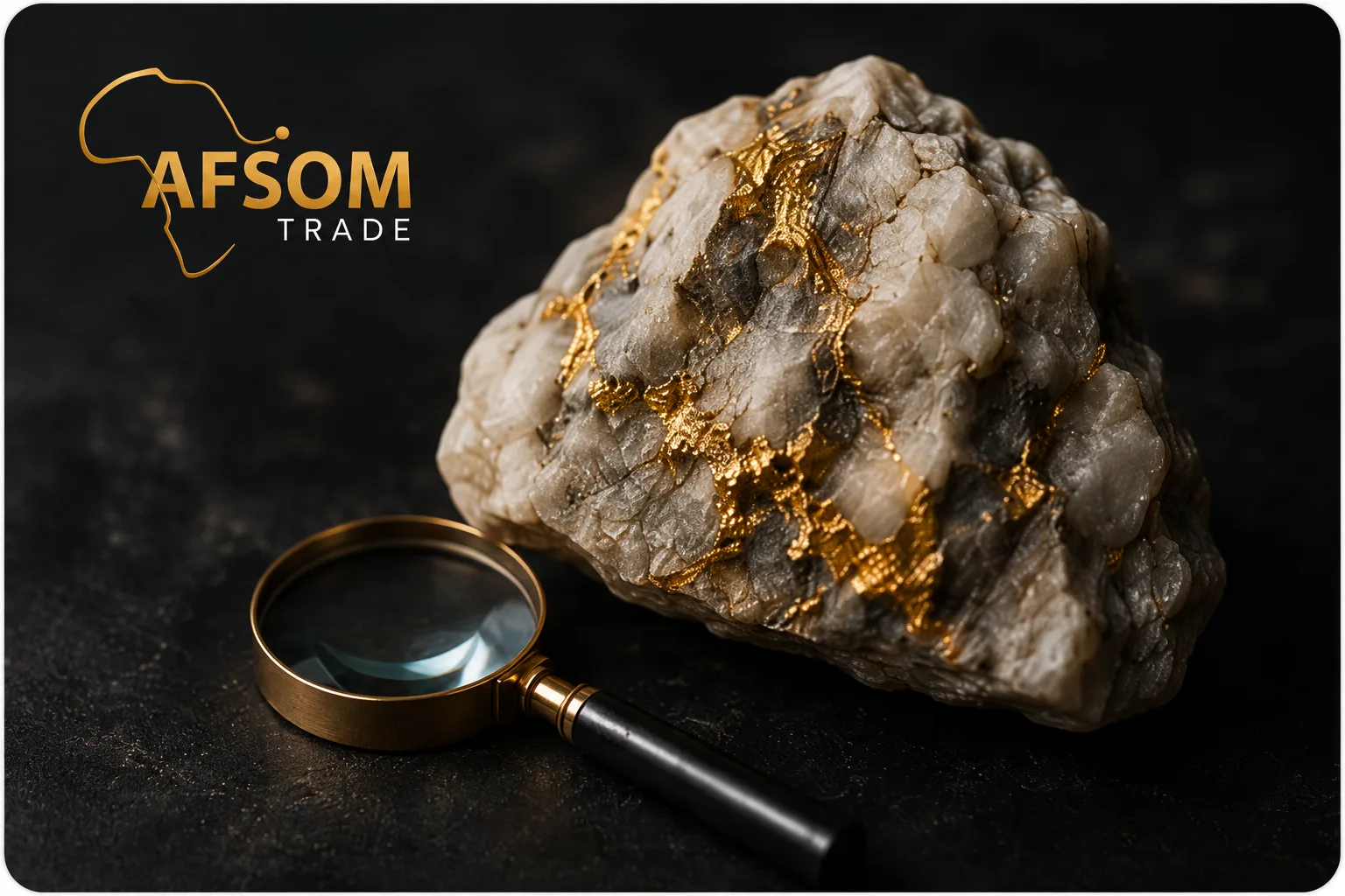 Gold-bearing rock and magnifier